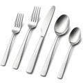 Besteckset 5-teilig aus Edelstahl Silber mit glatter Oberfläche für den Esstisch