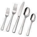 Besteckset 5-teilig Edelstahl Silber mit gehämmerten Griffen