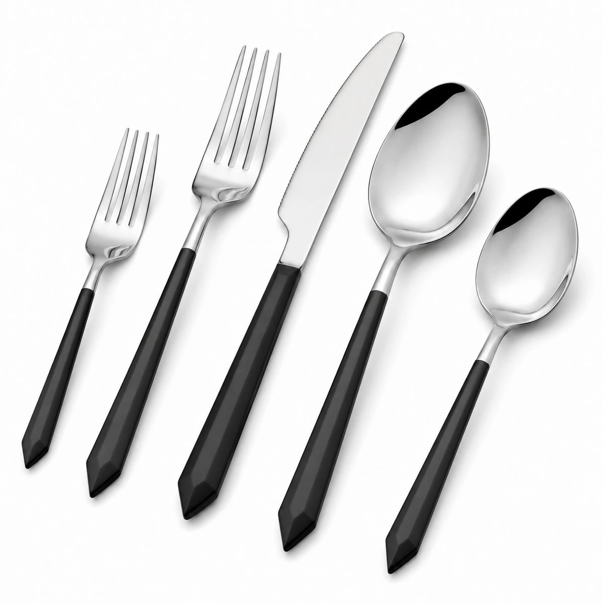 5-teiliges Besteckset 23 cm Edelstahl Schwarz für den Esstisch