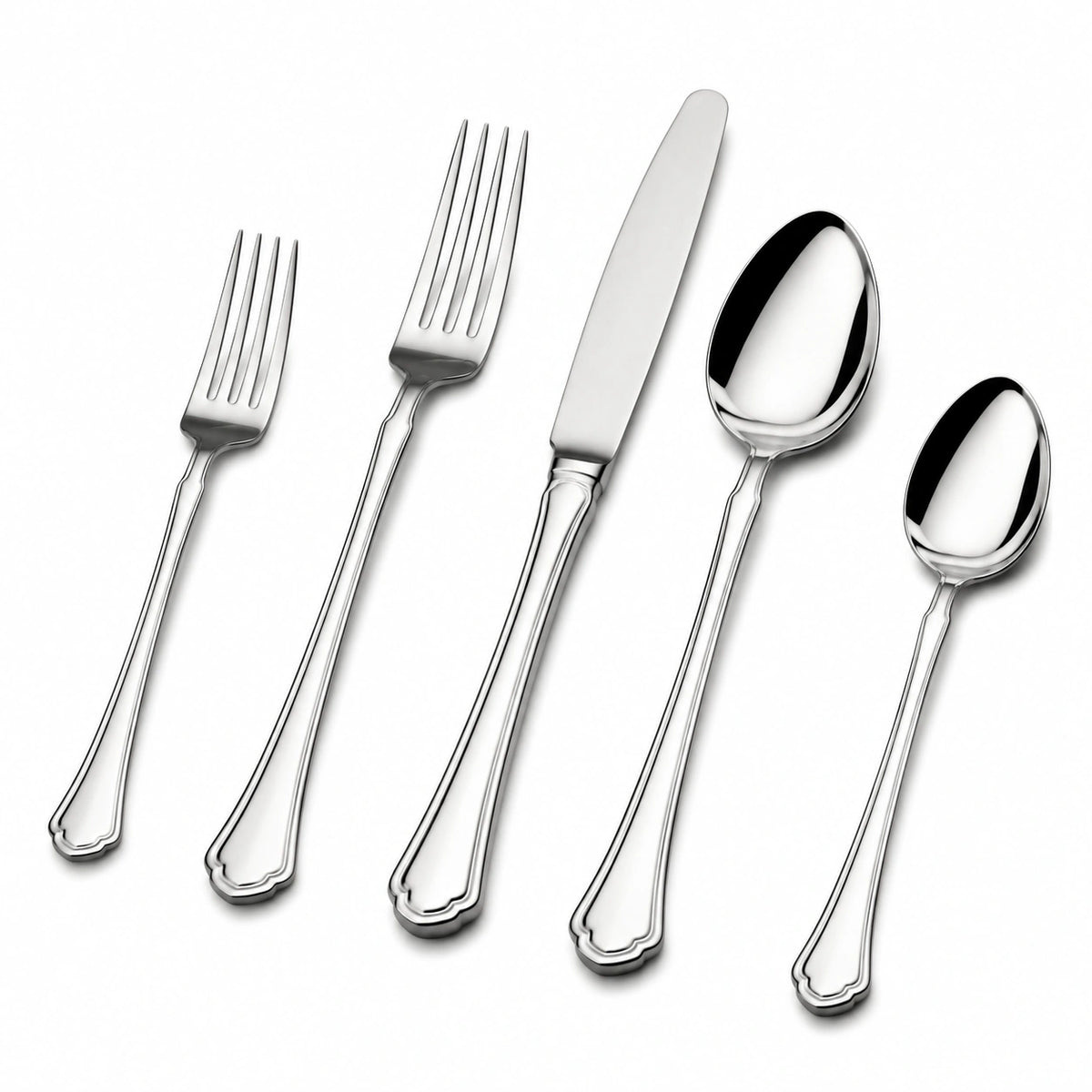 Besteckset 5-teilig Edelstahl Silber poliert für den Esstisch