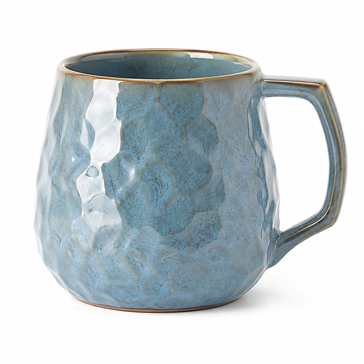 Keramiktasse 400 ml Blau mit Henkel in Glasuroptik
