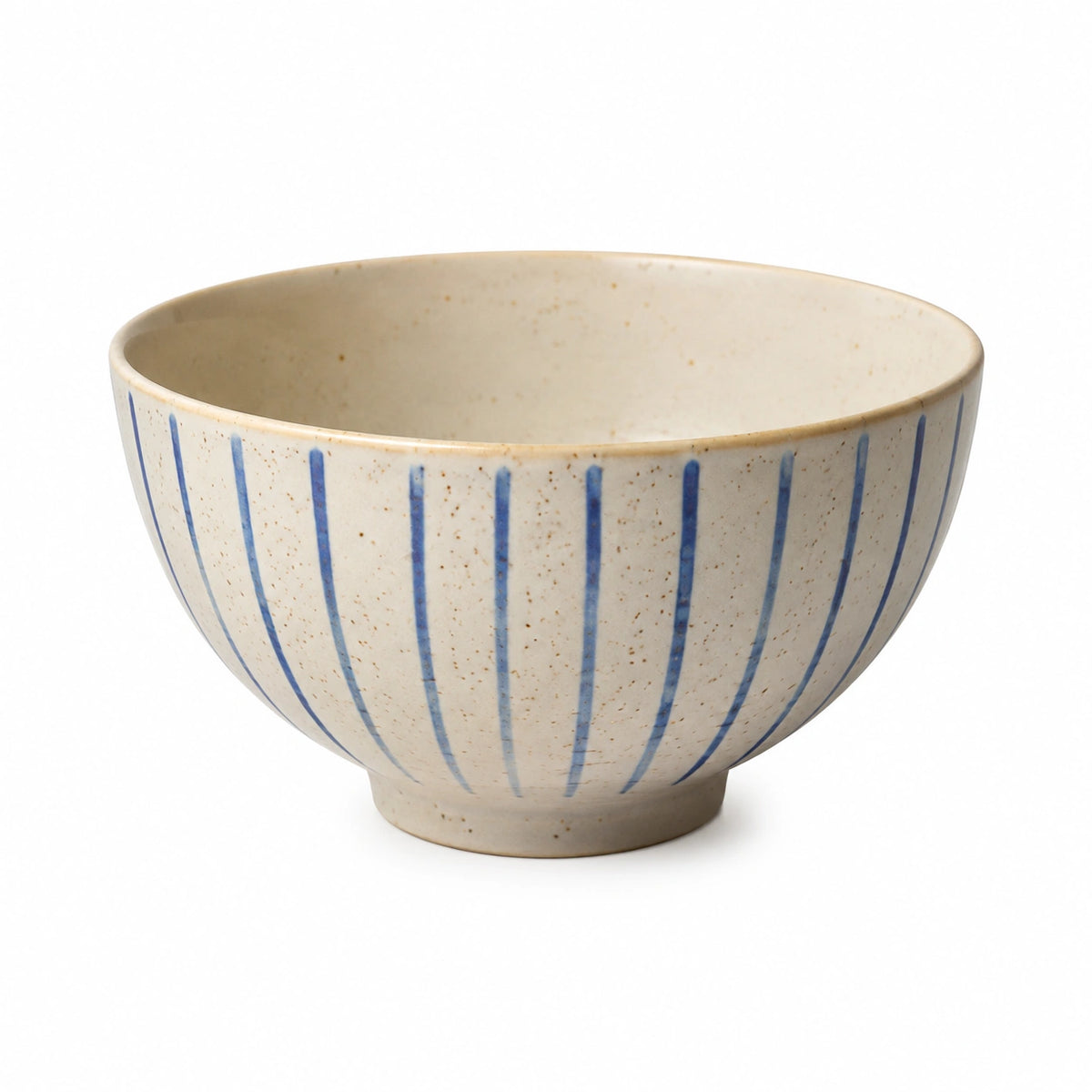 Keramikschüssel 16 cm Creme Blau mit Streifen für Speisen