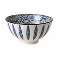 Keramikschüssel 15 cm Weiß Blau mit Blattmuster für Müsli und Snacks