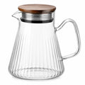 Teekanne 1.50 L aus Glas mit Edelstahlfilter und Holzdeckel