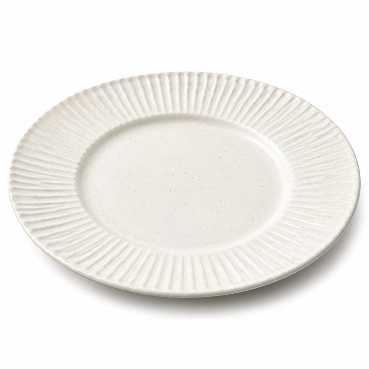 Speiseteller 28 cm Keramik Cremeweiß für Tischgedeck mit geriffeltem Rand