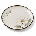 Speiseteller 27 cm Keramik cremegrün mit Blumenmuster rustikal