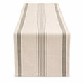 Tischläufer 180 x 33 cm Webstoff Beige Grau gestreift für Esstisch